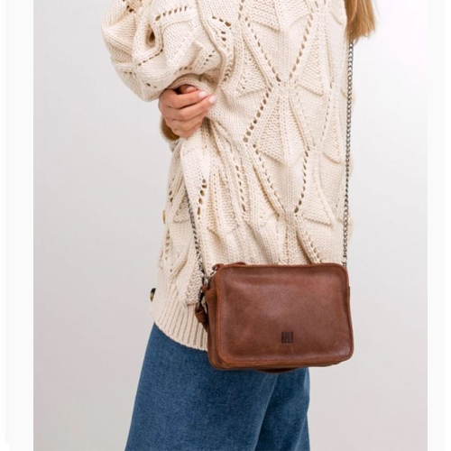bandolera biba piel logan marron | bolso biba piel